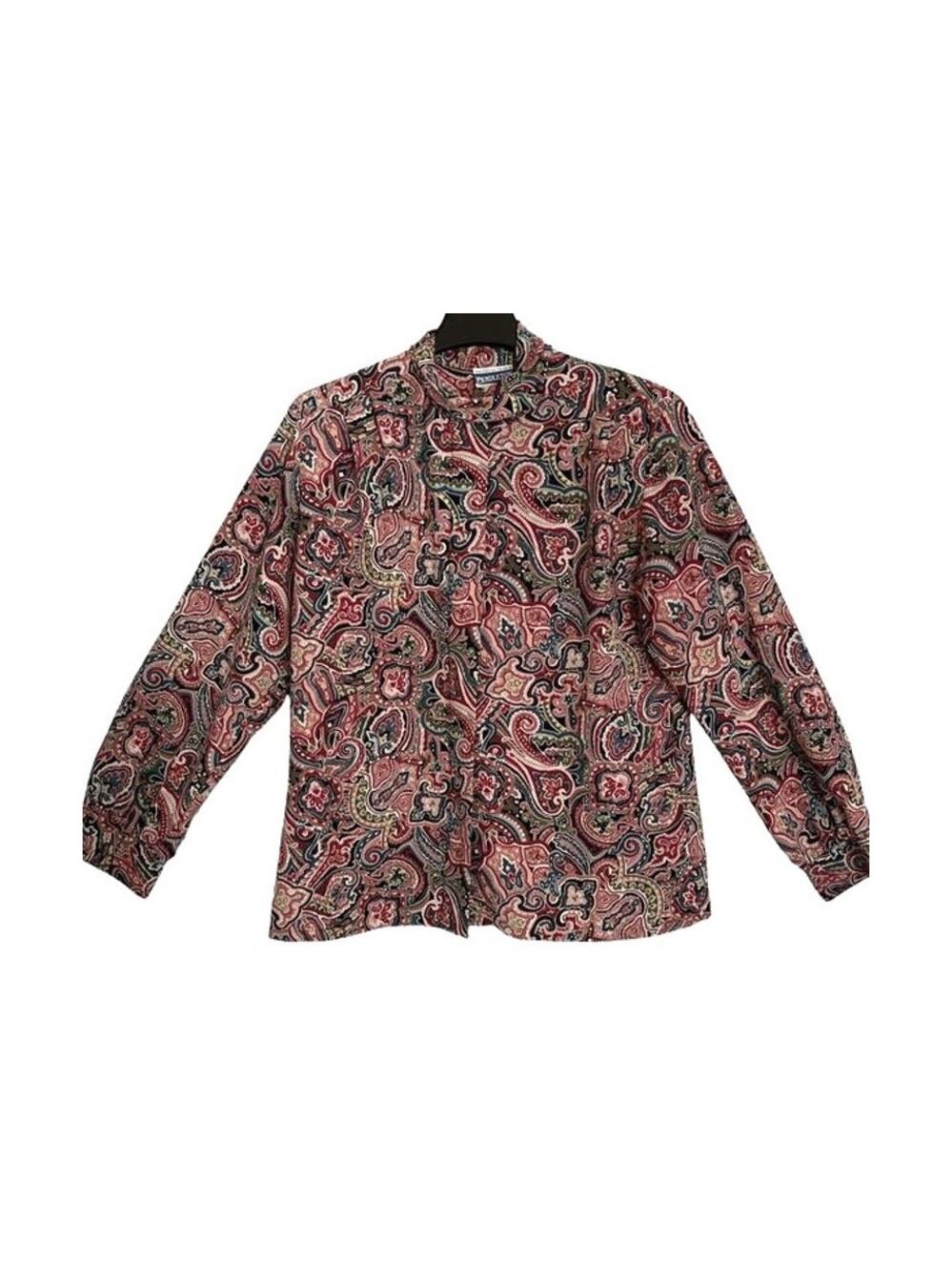 Pendleton Classic Womens Top Size 12 Paisley Button Front Long Sleeve Vintage